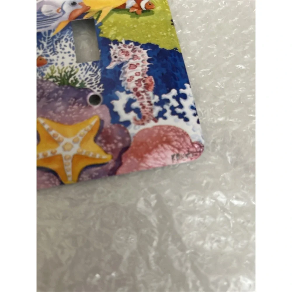 Fish Ocean Light Switch Plate Cover Metal Single Pole Starfish Seahorse Coral